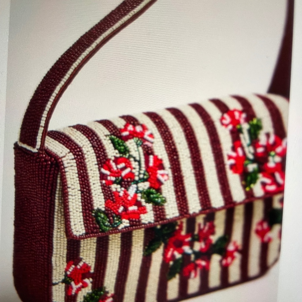 ❤️ ANTHROPOLOGIE THE FIONA BEADED FLORAL EDITION FLORAL BAG NEW GARDEN PURSE
